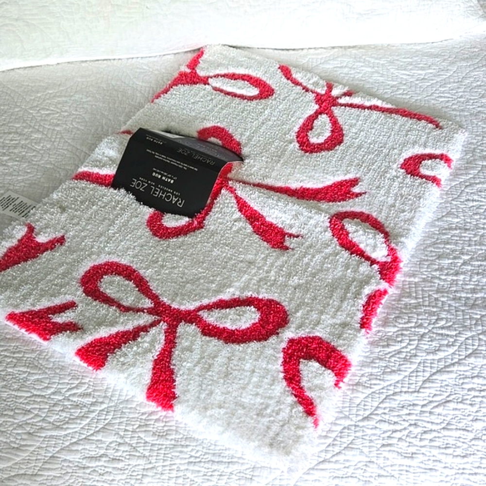 Rachel Zoe Pink Bow Bath Mat Rug New with Tags